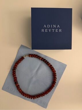Adina Reyter Deep Red Amber Bead Necklace
